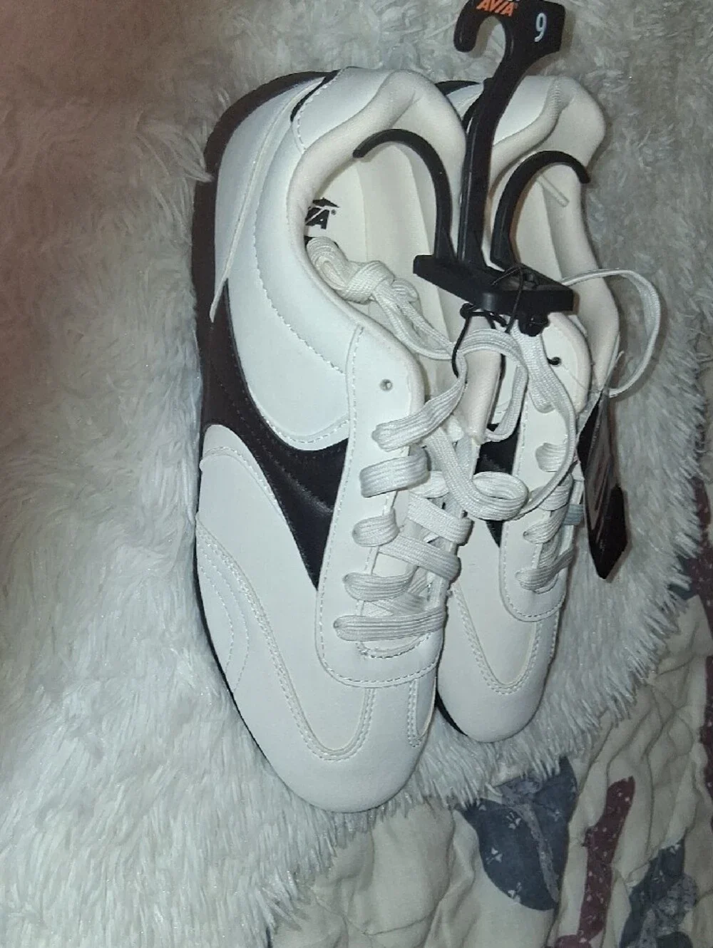 Avia White Sneakers with Black Accents - Lace-Up